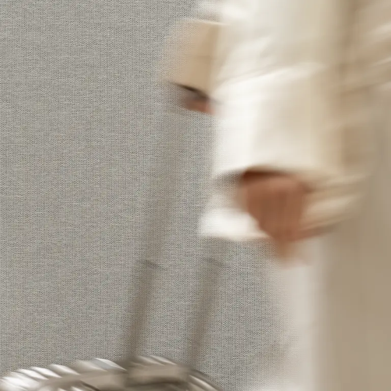 Vescom Amber woven textile wallcovering with subtle weave and irregular melange texture in a corridor with a guest pulling a suitcase